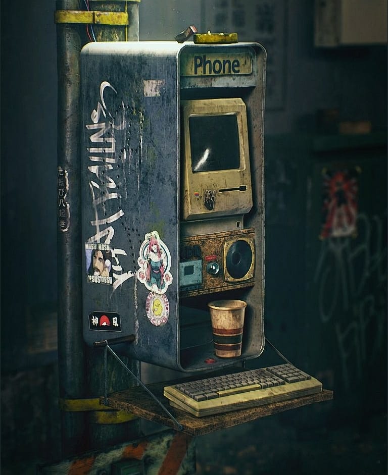 The meme is an image of a 1980s-style payphone with a broken screen and a broken phone handset. The screen displays a "No Signal" message, and the phone handset is hanging off the hook. The text "You're on the phone, but you're on the phone, but you're on the phone..." is written on the screen in a bold, distressed font.
